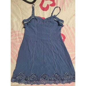 La Perla Lace Silk Slip Dress Blue Medium
